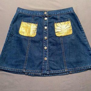 BDG Denim Blue Gold Jean Mini Skirt-Medium